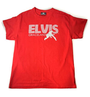 Elvis Graceland Graphic Elvis Performing Red T-Shirt On Graceland Tag's Size M